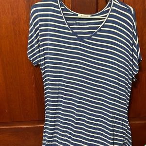 Blue and white striped long dress